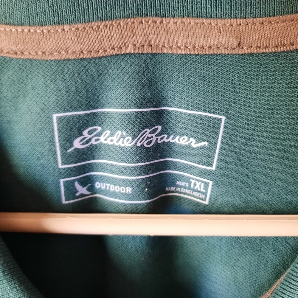 NWT Eddie Bauer 100% cotton sage green short sleeve polo shirt size XL Tall - Picture 12 of 13